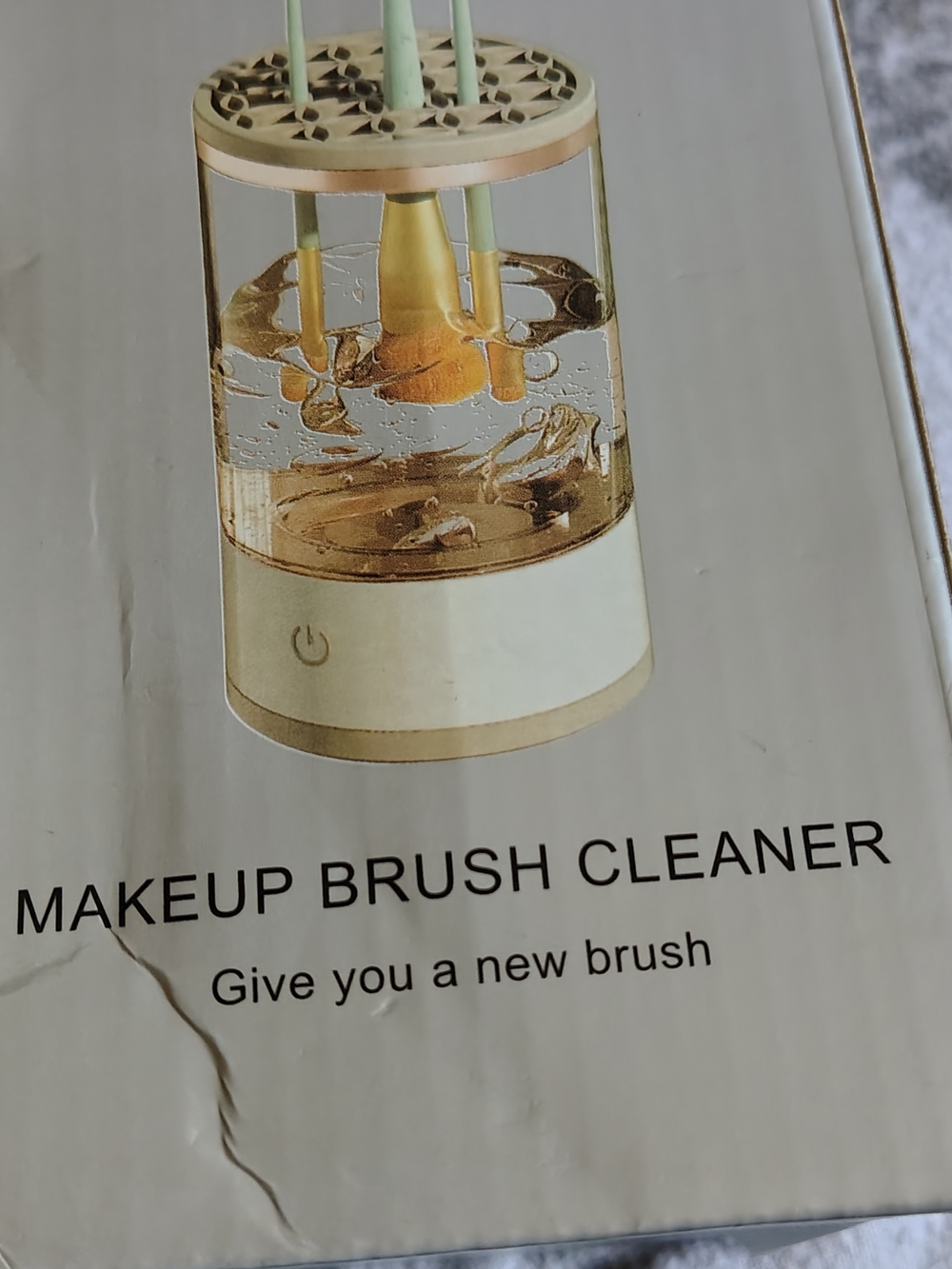 Electric Makeup Brush Cleaner - White and Gold